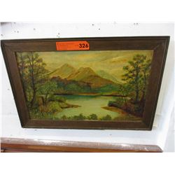 Framed oil painting on board - unsigned
