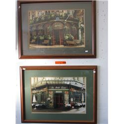 2 Framed prints of street cafes