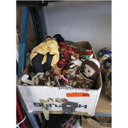Box of assorted international dolls - used.
