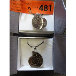 2 New Ammonite fossil pendants