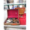 Image 1 : 2 Wood jewelry boxes & contents