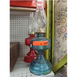 2 Vintage glass oil lamps