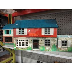 2 Vintage Marx tin litho houses