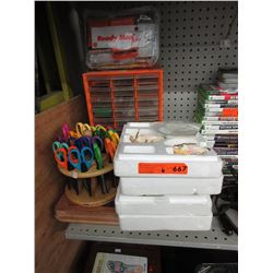 Scrap booking scissors, emergency kit & more