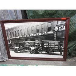 Large wood frame print of vintage image