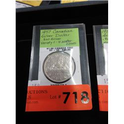 1957 Canadian Silver Dollar Coin
