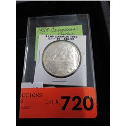 1959 Canadian Silver Dollar Coin