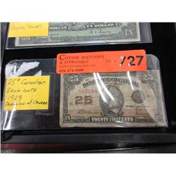 1923 Canadian 25 Cent bank note