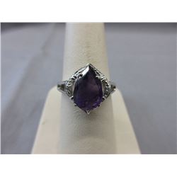 Unique 4 CT "Pear Cut " Amethyst Dinner Ring