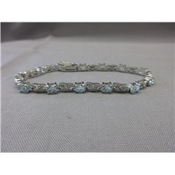 6 CTW Blue Topaz & Diamond Tennis Bracelet
