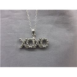 Sterling Silver "XOXO" Diamond Necklace