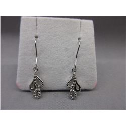 New - Sterling Silver Diamond Dangle Earrings