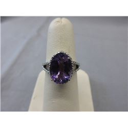 3 CT Oval Checkerboard Cut Amethyst Ring