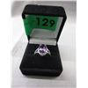 Image 2 : 3 CT Oval Checkerboard Cut Amethyst Ring