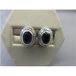 New - Diamond & Blue Sapphire Stud Earrings
