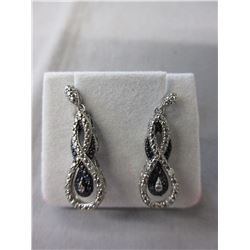 New - Blue & White Diamond Twist Style Earrings
