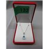 Image 2 : Pear Cut - Blue Topaz & Diamond Necklace & Chain