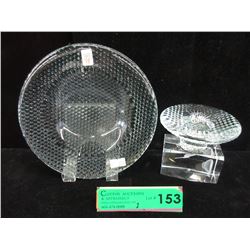 2 Holmegaard Denmark "Trigona" art glass pieces