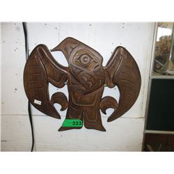 Wood carved eagle wall plaque
