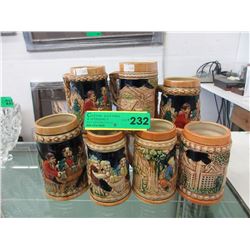 7 Vintage Japanese tankards