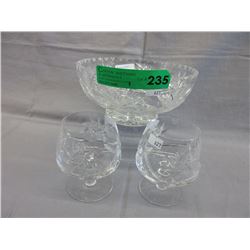 Pinwheel crystal bowl & brandy snifters