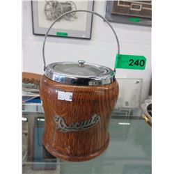 Vintage wood biscuit barrel