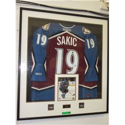 Framed Joe Sakic memorabilia