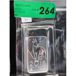 5 Troy Oz. 2015 Year of the Goat .999 Silver Bar