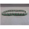 Image 1 : Ladies Diamond & Emerald Tennis Bracelet