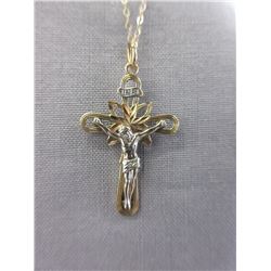 14KT Yellow Gold Chain with 3/4 Inch Cross.