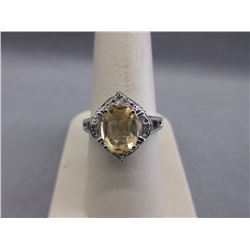 2 CT Oval Citrine Gemstone & Diamond Ring
