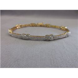 Diamond-set Sterling Silver Gold Clad Bracelet