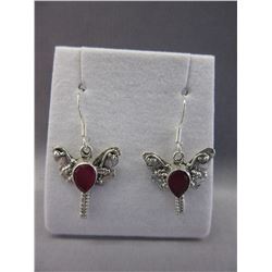 New Custom Made Sterling Silver Ruby Earrings