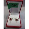 Image 2 : New Custom Made Sterling Silver Ruby Earrings