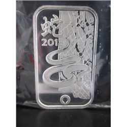 2013 Year of the Snake Silver Art Bar