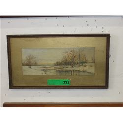 Vintage framed watercolor