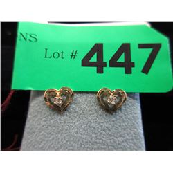 10 KT Yellow Gold Heart Earrings - post back