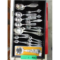 Tray of Norwegian collector spoons