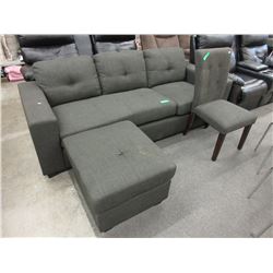Upholstered sofa with chaise end