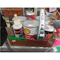 Tins with Petroleum company logos & pouring spout