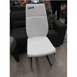 New - White dining chair with chromed legs