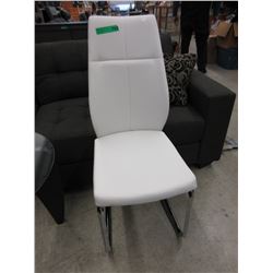 New - White dining chair with chromed legs