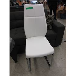 New - White dining chair with chromed legs