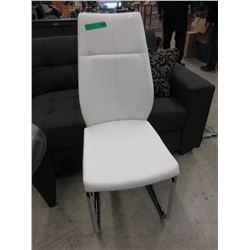 New - White dining chair with chromed legs