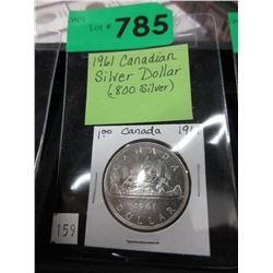 1961 Canadian Silver Dollar coin
