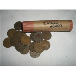 ROLL OF INDIAN HEAD PENNIES 50 TOTAL *UNSEARCHED MIXED DATES & GRADES* ROLL CAME OUT OF SAFE!!