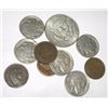 Image 1 : 10 TOTAL U.S. COINS INCLUDING SILVER KENNEDY HALF DOLLAR/INDIAN HEAD PENNIES & BUFFALO NICKELS