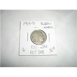 1915-D *EXTREMELY RARE KEY DATE* BUFFALO NICKEL BOOK VALUE $30.00+ *NICE EARLY GOOD GRADE* NICKEL!!