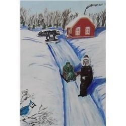 Robert A. Langdon original Winter sleigh painting