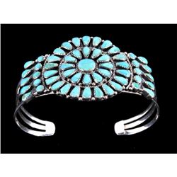 Navajo Turquoise Petit Point Sterling Bracelet